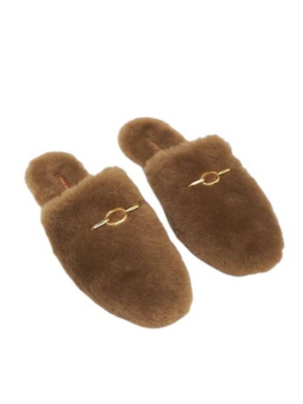 Anine Bing Camel Plush Shearling Slip-On Mules, 39, Great Condition